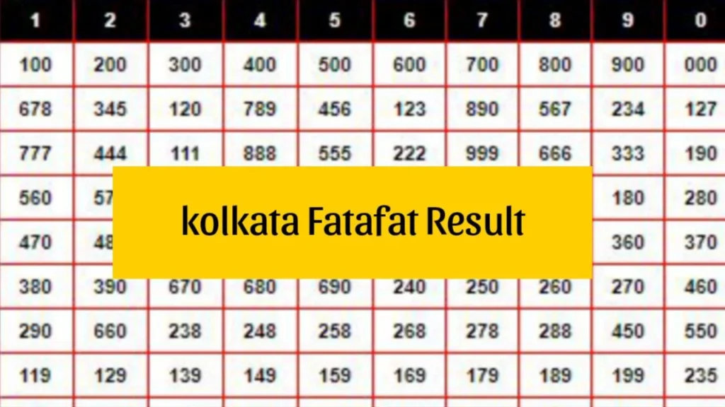 kolkata fatafat result today